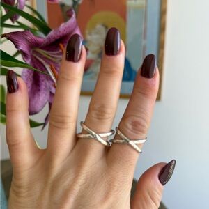 Gorjana Brushed Silver Criss Cross rings